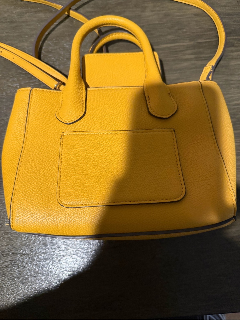 A new Day Yellow Leather Top-Handle Crossbody Bag.